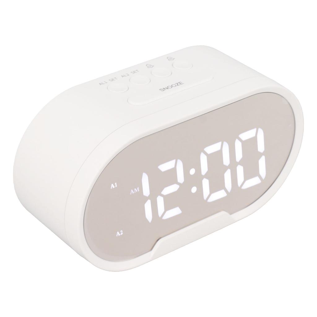 Digital Alarm Clock USB LED Display White Light Mirror Electronic Desktop Clock for Bedroom Living Room