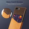 For iPhone 16e Case PU Leather Cloth Texture Hard PC Phone Cover with Card Holder