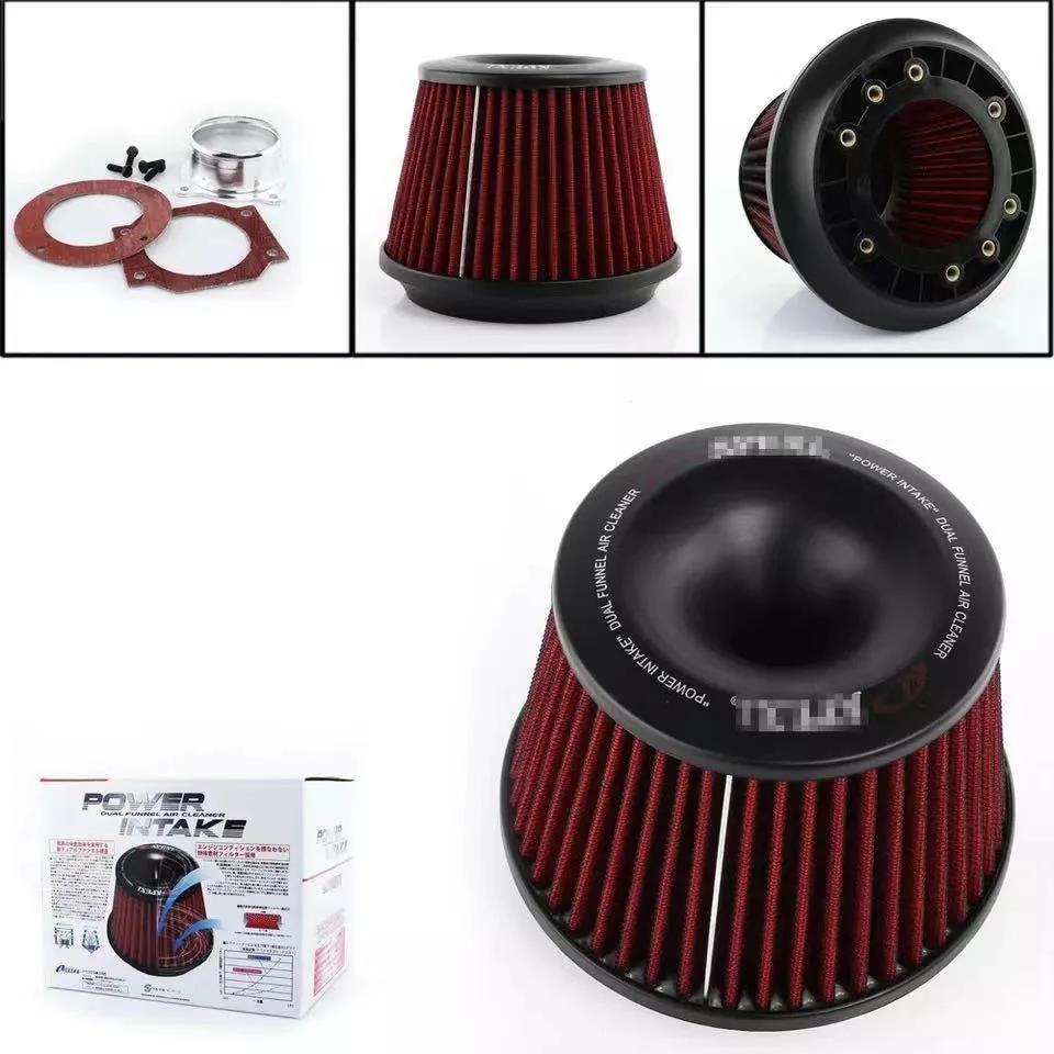 76mm Air Filter Power Intake High Performance Racing Universal JDM Dual Funnel Adapter Cold Air Intake Filter For Apexi Air Filters 7