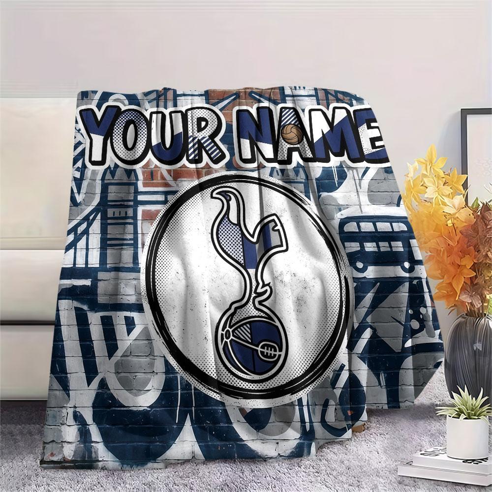 Custom Name,Tottenham Hotspur FC Printed Flannel Blanket, Soft Throw for Bedroom Sofa, Washable, Christmas Present, Great Gift.