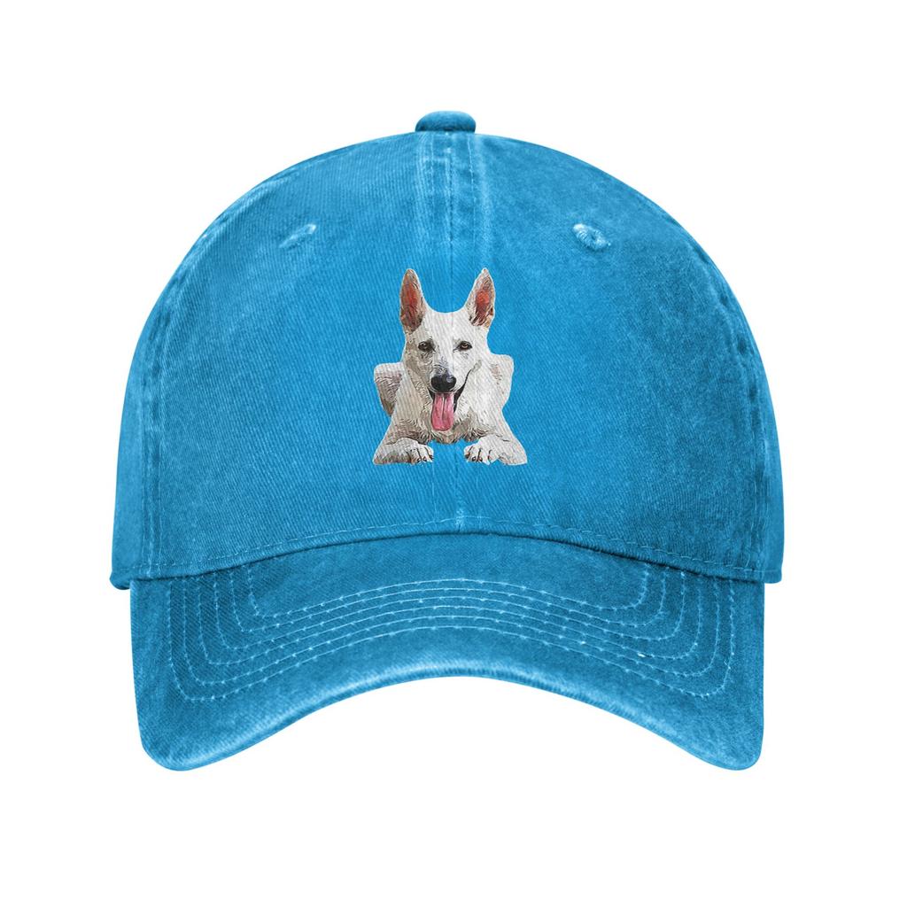 White Swiss Shepherd  White GerUnisex Shepherd  Denim Cap Casual Baseball Caps Adjustable Hat Summer Unisex Baseball Hats