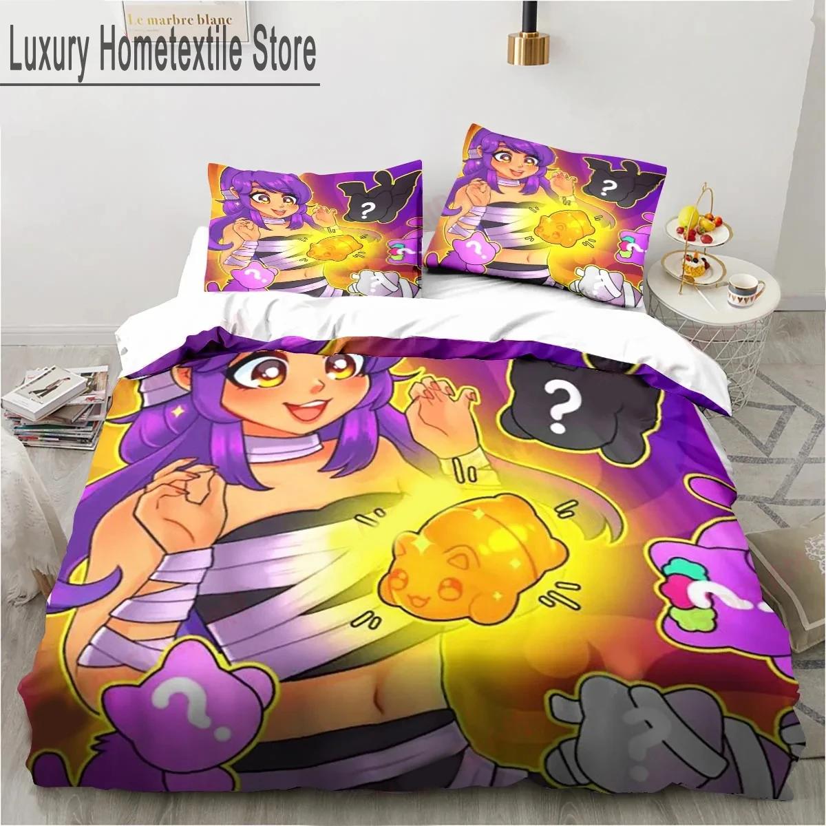 

Cartoon Game Cute Aphmau With Wings Bedding Set Boys Girls Twin Queen King Size Duvet Cover Pillowcase Bed Boys Adult 70x133cm 2pcs