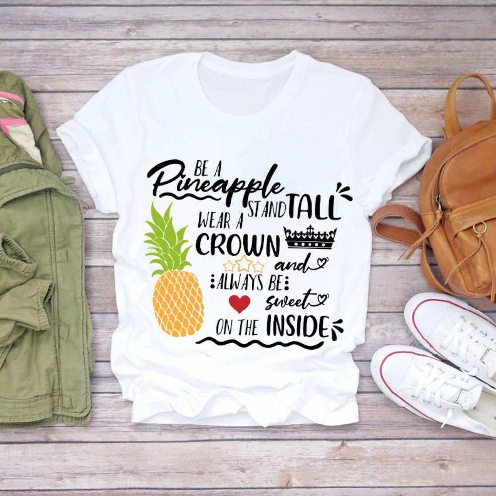 Colored Cartoon Fruit Tshirts  Avocado and Pineapple Tshirts Plussize Casual Tshirt Daily Streetwear Women Casual Tops