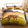 3D Tiger Leopard Pattern Bedding Set Ties Wild Animal King of The Jungle Theme Duvet Cover  for Boys Teens Gifts Full Size