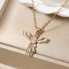 Trendige Engel-Anhänger-Halskette für Damen Neue Mode Goldener Edelstahl Schmuck Temperament Schlüsselbein Halskette