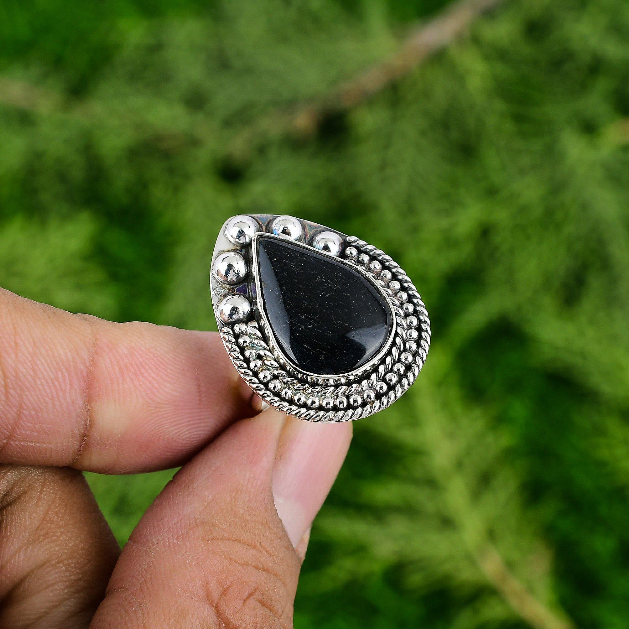 

Nellite Stone Trendy Wedding Statement Ethnic Birthday Ring 925 Sterling Silver Adjustable