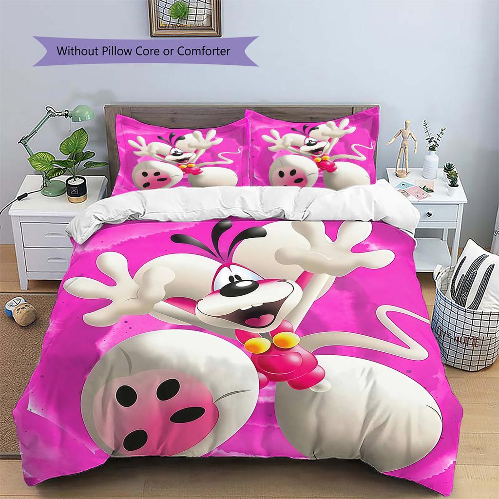 Diddl the Jumping Mouse3 Pattern Bedding Quilt Set Home Decoration Gift (1 * Duvet Cover + 2 * Pillowcase Without Core)