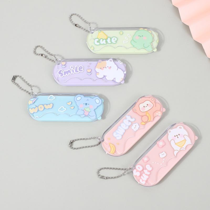 Cartoon Cute Folding Compact Mirror Comb: Travel Dual-Use