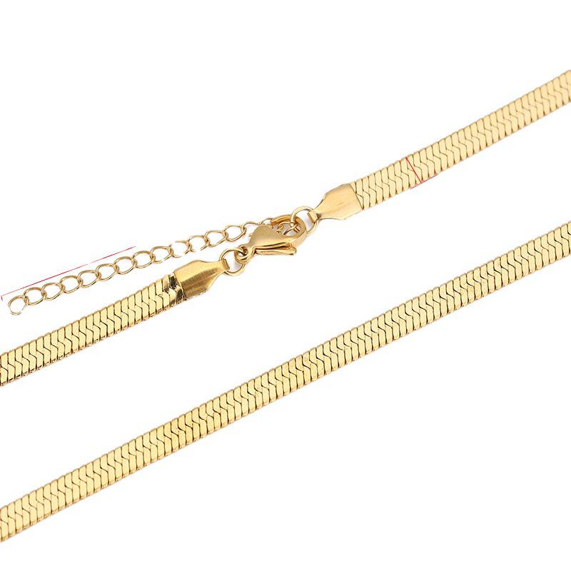 18K Gold Nordic-Style Titanium Snake Bone Chain Necklace for Women