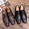 Fashion Spring Men's Shoes Italian Brand Brown Loafers Men's Black Leather Shoes Men's Business Dress Wedding Shoes Casual Shoes Brogues