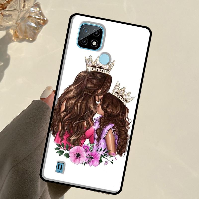 Baby Mother Brown Girl Family For Realme GT 7 Pro GT 6T 6 5 C67 C61 C55 C53 C51 C21Y C25S C75 10 11 12 13 14 Pro Plus Case