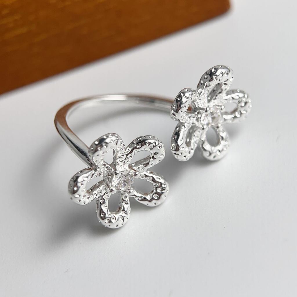 Xiaomi BF CLUB 925 Sterling Rings for Women Simple Geometric Handmade Irregular Retro Big Flower Ring Allergy For Birthday Gift