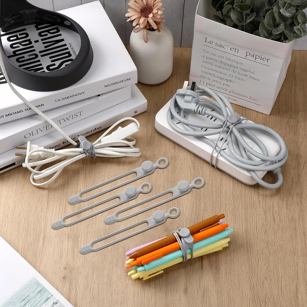 6-120PCS Reusable Cable Ties Flexible Cord Organizer Straps for Home Office Travel and Electronic Device Wire Management