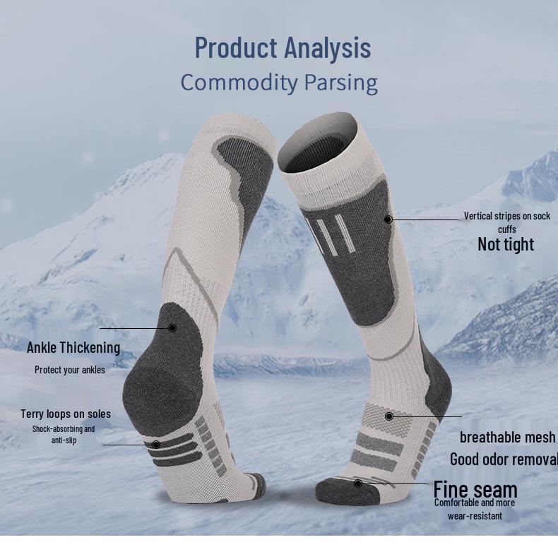Quick-Drying Cross-Border Ski Socks for Men & Women - Terry Sports & Mountaineering Socks, Towel Bottom Snow Socks