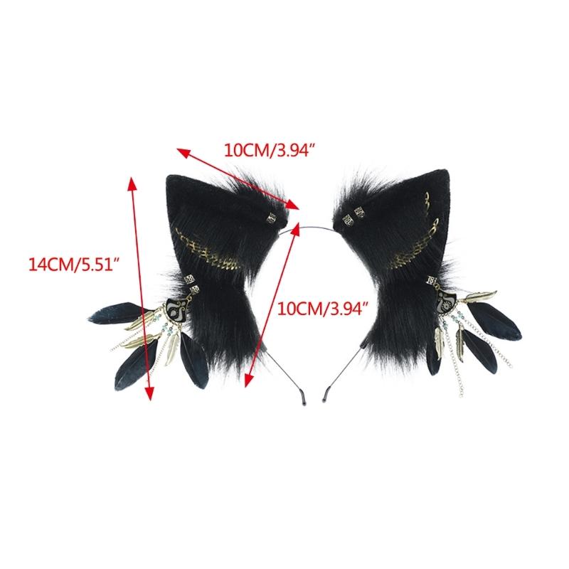 Bandeau Cheveux Oreilles de Chat Renard en Fausse Fourrure Poilue Fête Cosplay Bandeau Cheveux Headwear