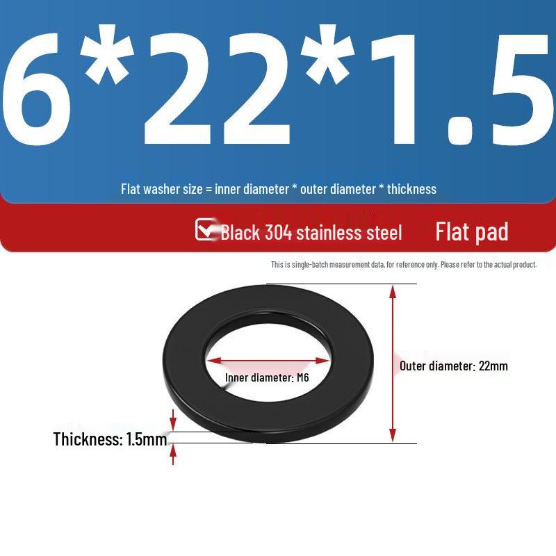 Ultra-Thin Black Zinc-Plated Stainless Steel Flat Washer (M2-M20)