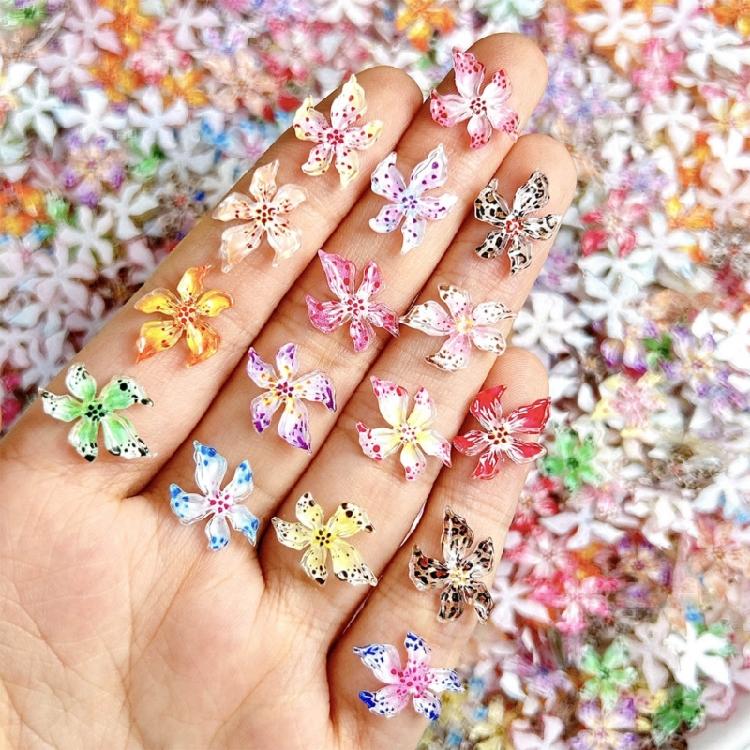 20PCS Hawaii Flower Nail Charms 3D Hibiscus Resin Fashionable Nail Accesories for Women’s Summer Nail Art and Decoration