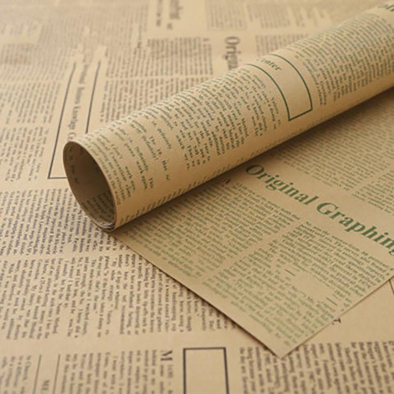 10Sheets Vintage English Newspaper Kraft Paper Brown Kraft Outer Wrapping Paper For Gifts Packaging Flower Wrapping Paper