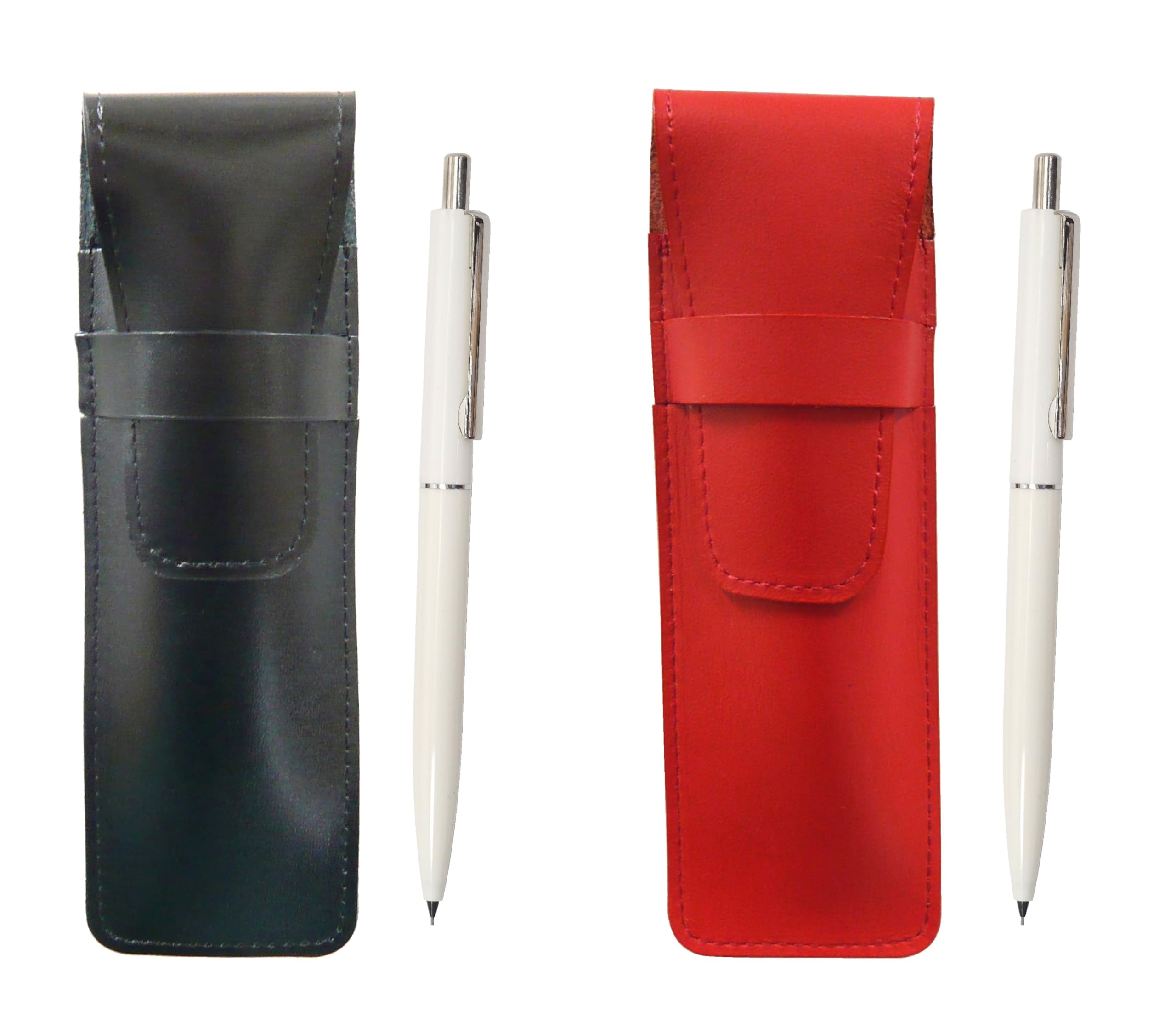 

Slim Cowhide Pencil Case Black Red Set AP150 1965 Reprint Edition Ladies Mechanical Pencil with Knock Type Metal Clip White ASBR-AP150S-W