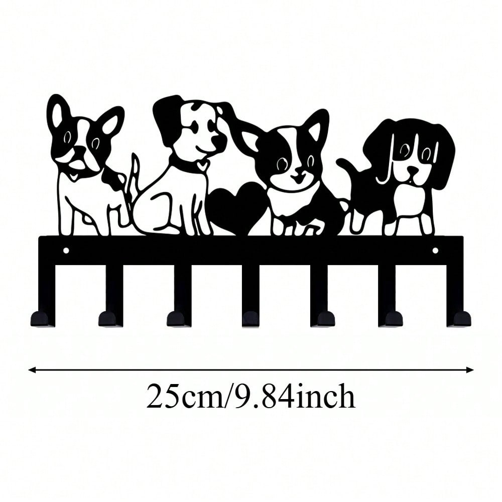 

BRIARTW Dog Lover Wall Key Holder 7 Hooks with Paw Print Pet Decor Powder Coated Metal Entryway Organizer for Keys Towels Easy Mount Gift TY-100917