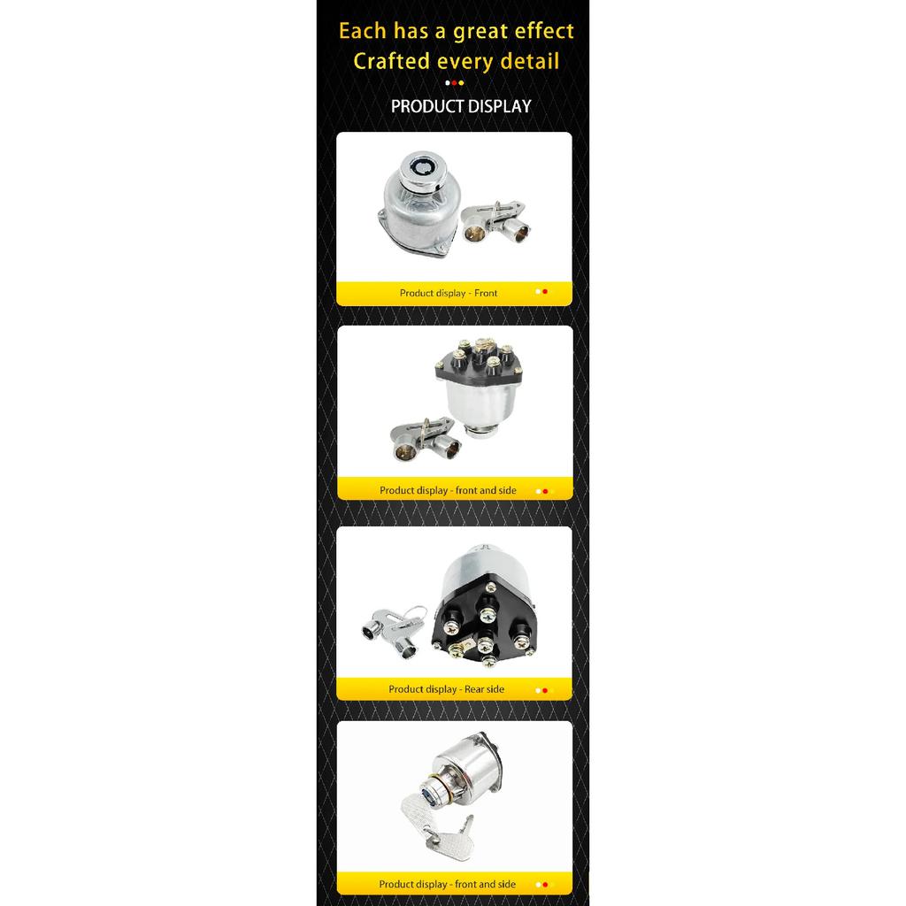 JK406 Car Truck Start Ignition Switch with 2 Keys Preheat Start Switch with 6 Wiring Points for Car Tractor Trailer