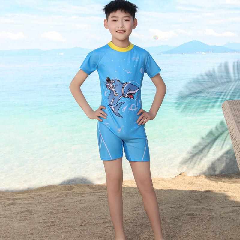 Boys' Colorful Sun Protection Short-Sleeve Swimsuit: Breathable, Stretchy, Quick-Dry, Easy On/Off, Fun Beachwear