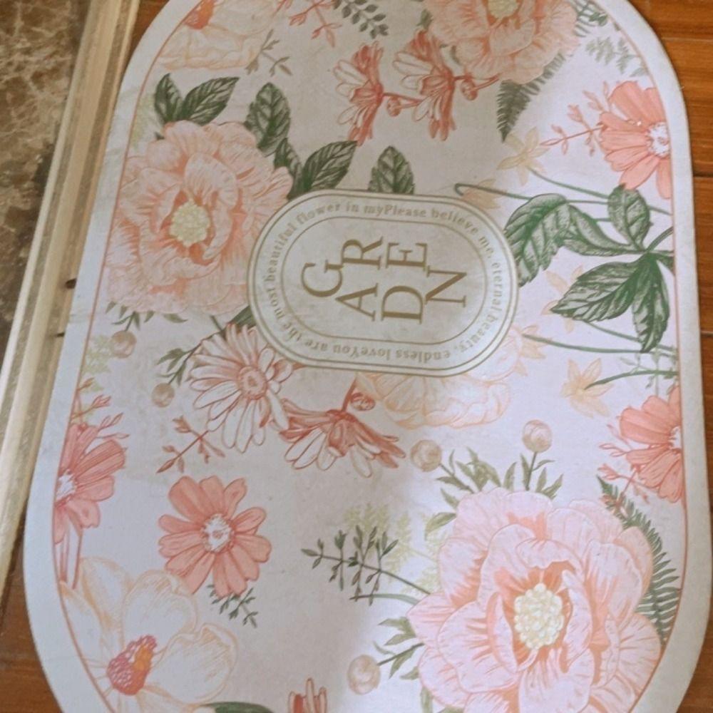 Elegant Bathroom Floor Mat Soft Flower Printing Absorbent Bath Carpet Machine Washable Quick Drying Anti Slip Door Mat