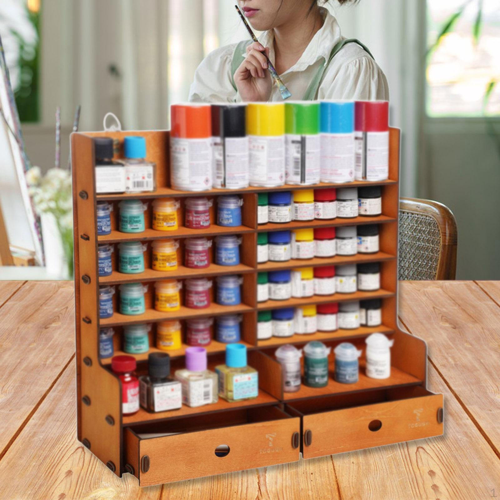 

Wooden Paint Rack Storage Holder Practical Multipurpose Durability Simple Assembly Premium