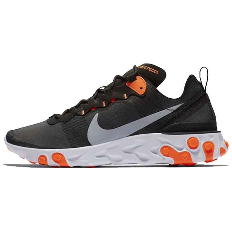 new Nike React Element 55 Black Cool Grey Total Orange