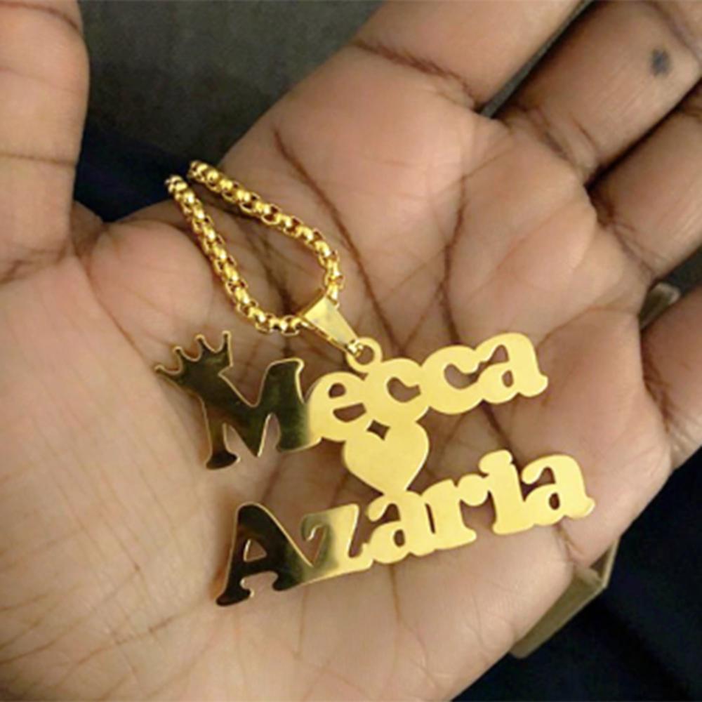 Customized Names Pendant Necklace Stainless Steel Personalized Jewelry Cuban Thick Chain for Men Women Detachable Necklace Gift
