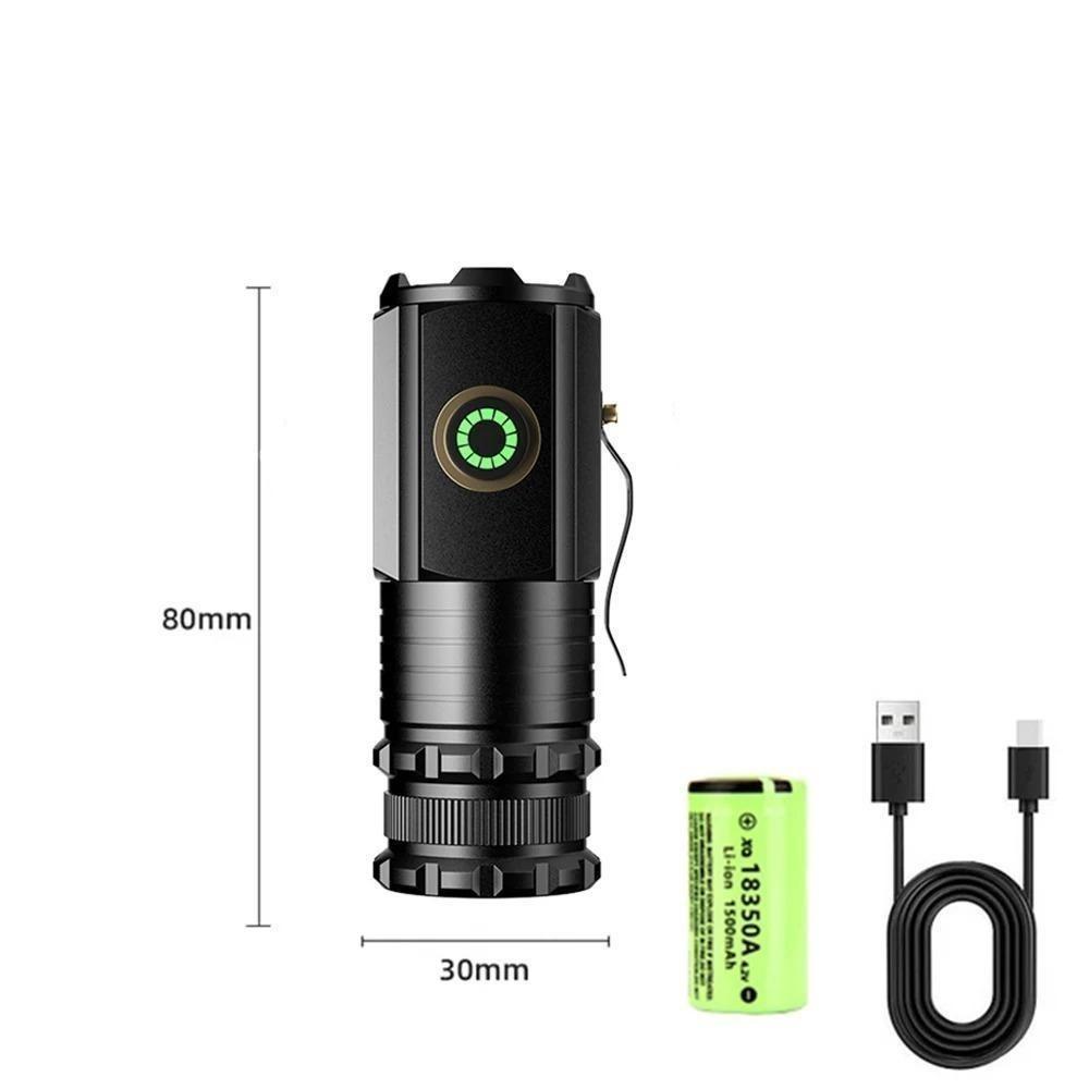 4000MAH Kraftfull LED-ficklampa TYPE-C Uppladdningsbar Mini EDC COB Taktisk Ficklampa Med Svansmagnet Nöd Fiske Campinglykta