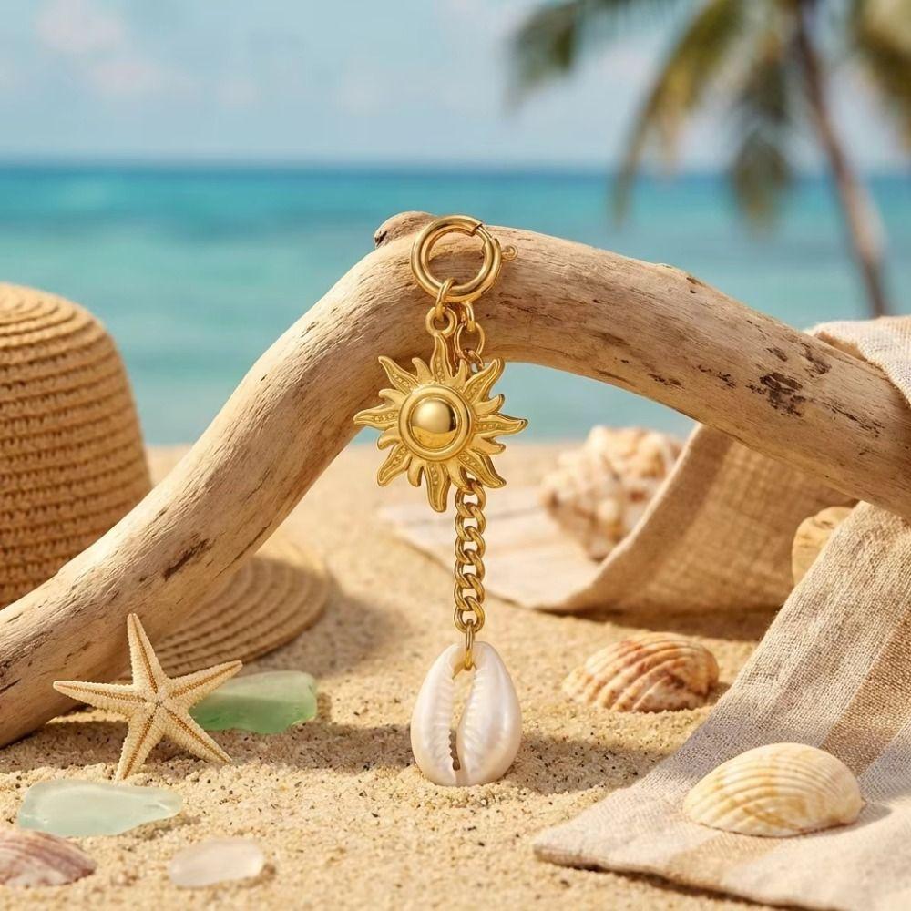 Pearl Fish Conch Key Chain Hanger Bikini Pendant Lovely Body Jewelry  Vacation