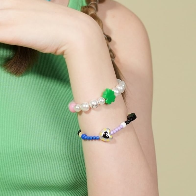 BONBEAU Farbiger Pop Motiv Lächeln Perle Armband Farbiger Acryl Motiv Lächeln Perlenkugel Armband