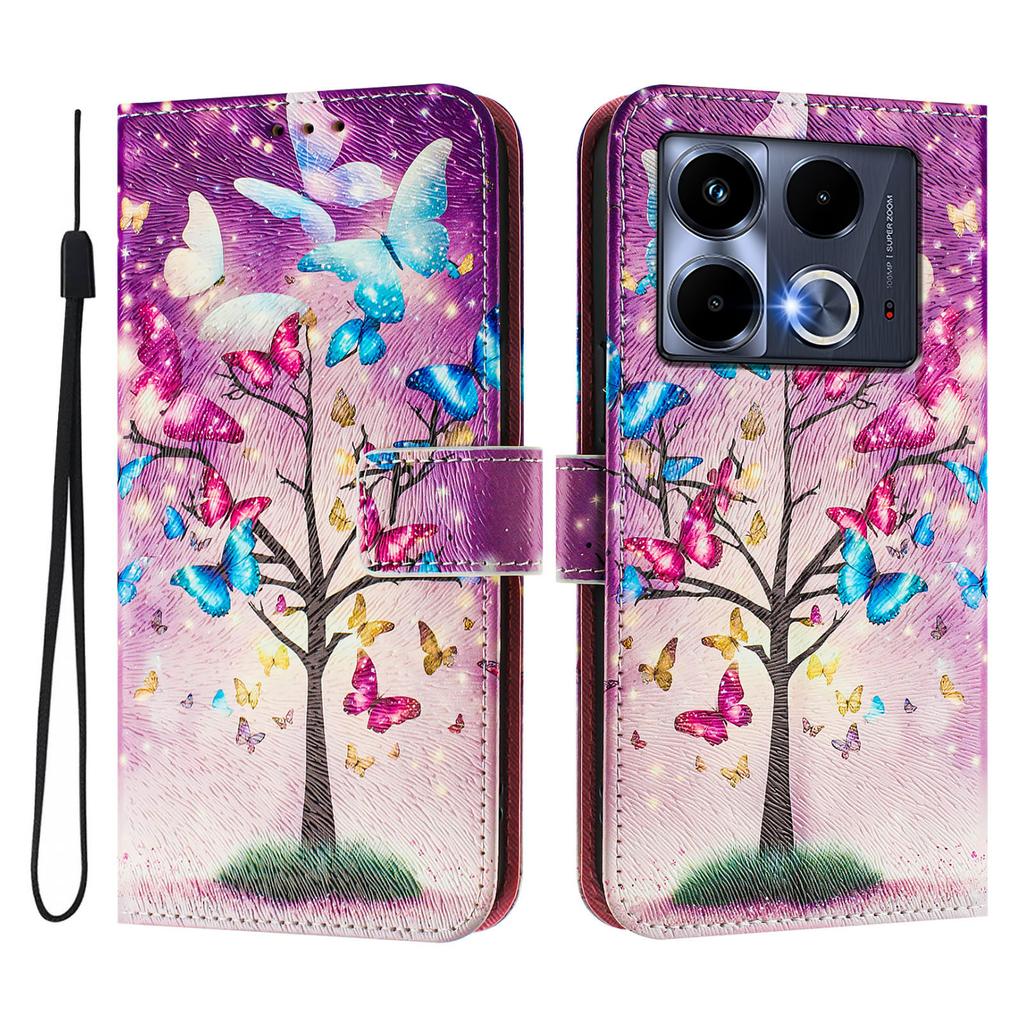 Butterfly Tree Luxury Painted Leather Case Wallet Book Style Cover for Infinix Smart 4 X653,Hot 9 Play,Hot 10 Play,Smart 6,X680,HOT 8,X650,HOT 40...
