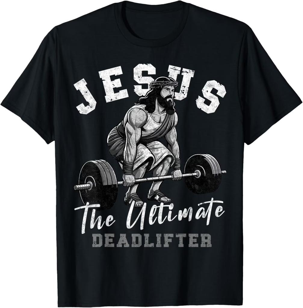 Abbigliamento Unisex Unisex Gesù Il Sollevatore Definitivo Gesù Che Solleva Pesi T-shirt Cristiana Harajuku Y2K Tendenza Moda High Street Tee