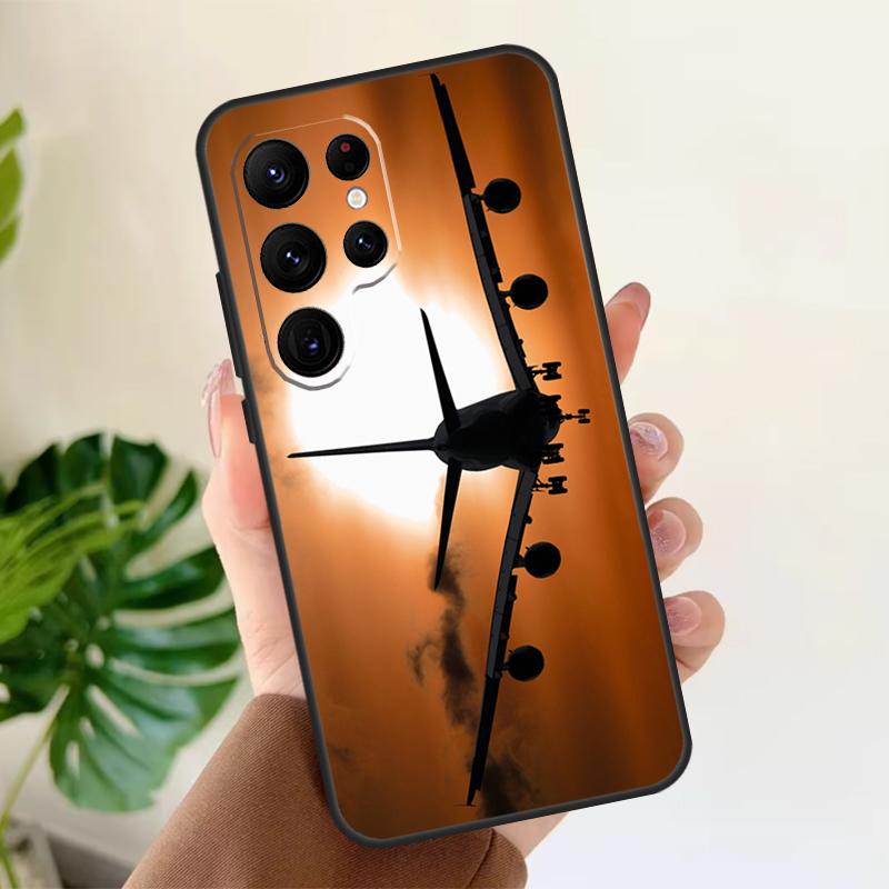 Airplane Plane Aircraft Soft Case For Samsung Galaxy S25 S21 S22 S23 S24 Ultra S9 S10 Plus S20 FE S24 FE Phone Cover