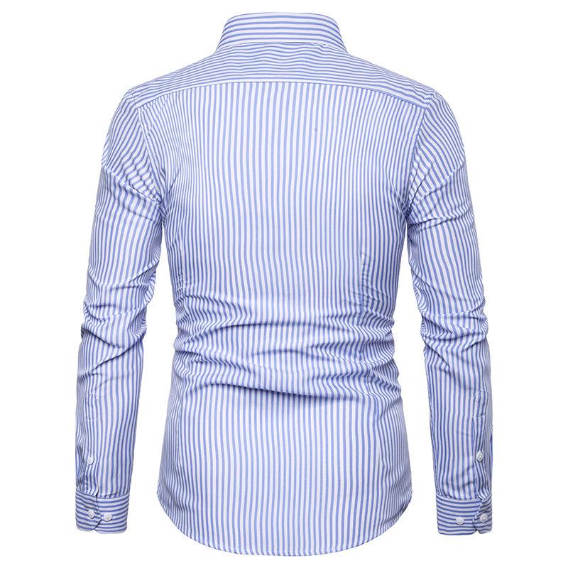 2024 Men's Slim Fit Striped Long Sleeve Shirt - Youth Fashion Business Casual