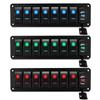LED IP67 Waterproof Marine Boat Rocker Switch Panel 8 Gang Rocker Switch Panel Kit 12V/24V Circuit Breaker Dual USB Slots Light
