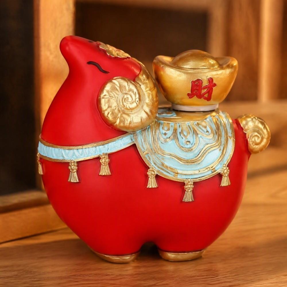 Chinese Style Goat Shrine Ornament Rotating Lucky Sheep Decor Zodiac Goat Figurine Workstations