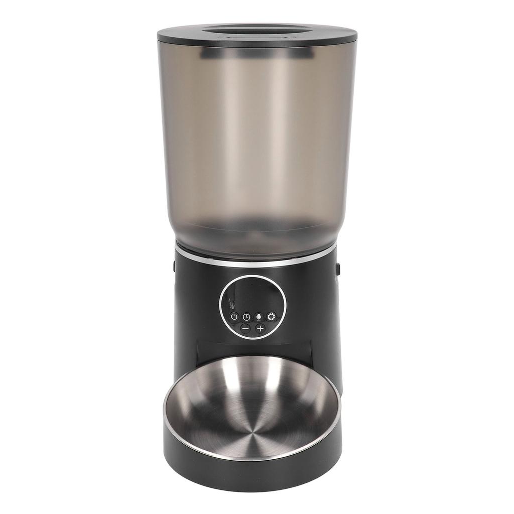 Automatic Pet Feeders Smart Timing 5L Dual Power Support Cat Food Dispenser for Home Black Button