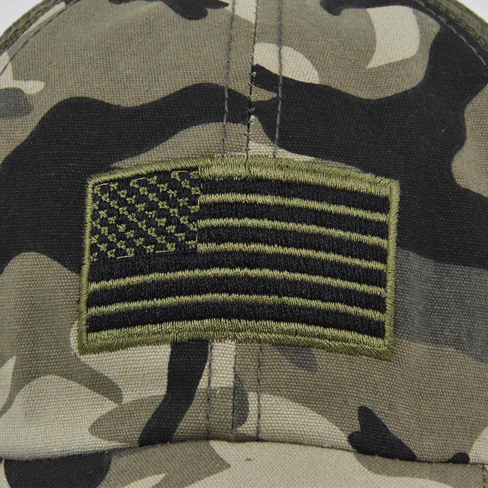 Camouflage Camo Baseball Cap with American Flag USA Tactical Operator Outdoor Hat for Hiking Hunting