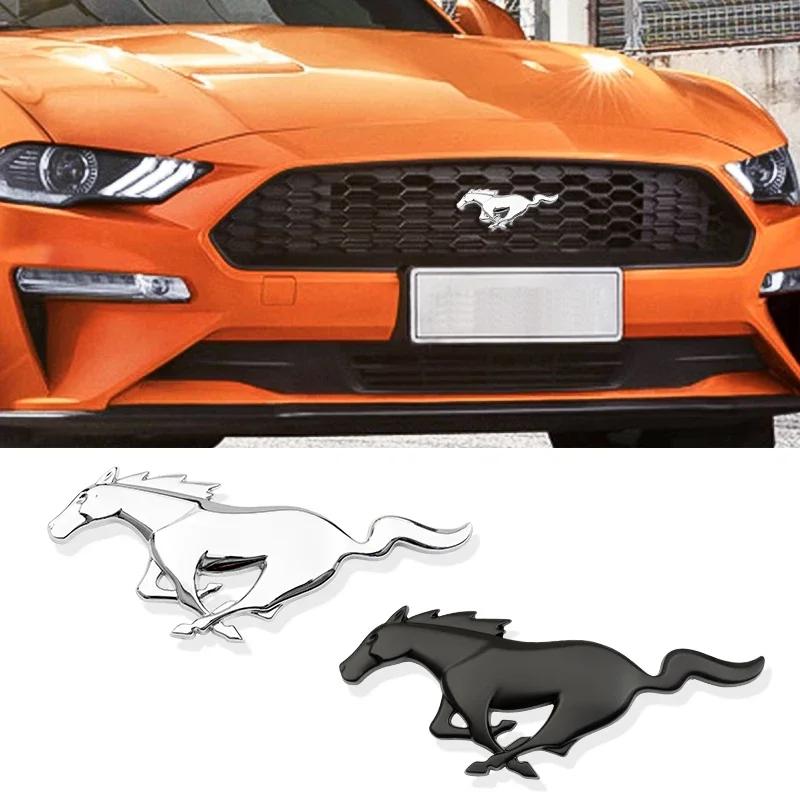 AJV1 3D Metal Fender Side Badge Decal Rear Trunk Running Horse Emblem Styling for Ford Mustang Kuga Escape Focus Ranger Edge Fusion