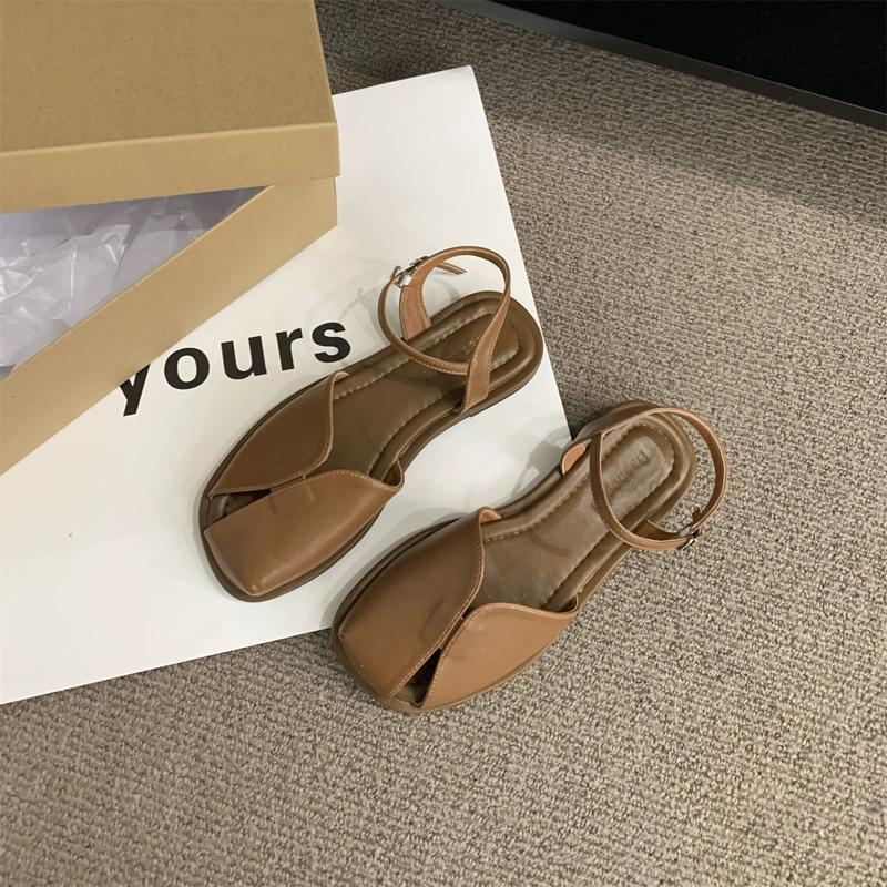 Baotou sandals women's 2025 new summer Korean version Mori retro fairy style casual soft flat Roman shoes
