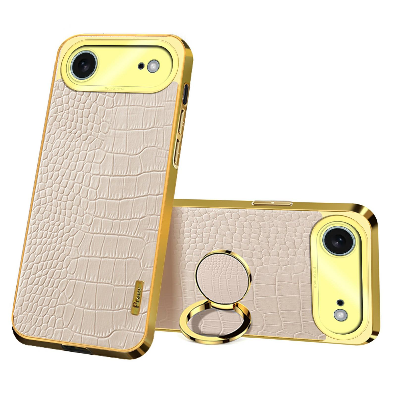 

For iPhone Air Case TPU + PU Kickstand Phone Cover Crocodile Texture Electroplating