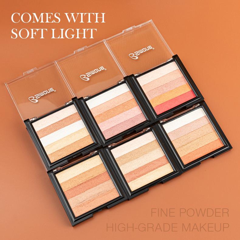 Five-colour Highlight Eyeshadow Plate Three-dimensional Brightening and Grooming Europe and The United States Pearlescent Blush Eyeshadow