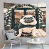 Pug Dog Tapestry Cute Black Animals Tapestry Autumn Fallen Leaves Tapestry Home Living Room Bedroom Wall Modern Art Tapestries