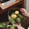 Acacia Wood High-Footed Glass Fruit Bowl and Storage Dish