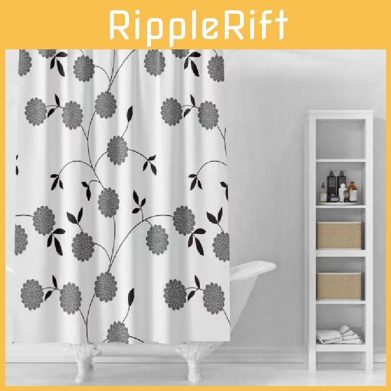 Bathroom Shower Waterproof Curtain Black Peony Kitchen Balcony Partition Bedroom