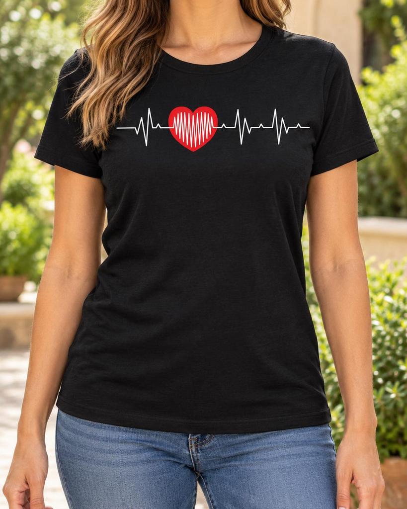 Heart Health Awareness Shirt, Red EKG Pulse Tee, Cardiology Nurse Gift, Cardiac Support Design, Heartbeat Art, Medical Staff Wellness Outfit