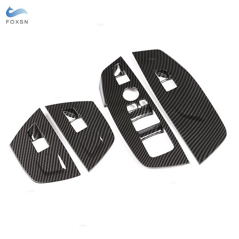 For BMW X3 X4 G01 G02 2018    Door Window Lift Switch Buttons Control Panel Frame Cover Carbon Fiber Texture Trim